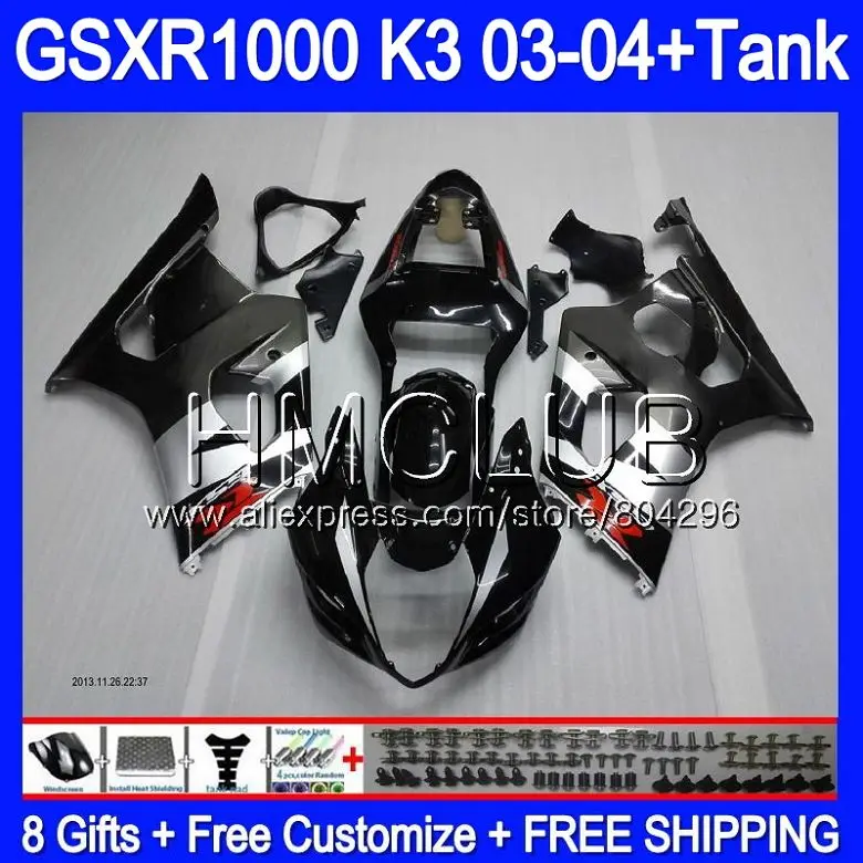 

+Tank For SUZUKI GSXR-1000 GSXR1000 03 04 Bodywork 32TK.3 Silver grey GSX-R1000 GSX R1000 03 04 K3 GSXR 1000 2003 2004 Fairing