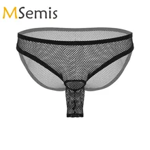 Мужское нижнее белье в сеточку с открытым пенисом, облегающее нижнее белье, прозрачные трусы с низкой посадкой, мужские трусы, Прозрачное нижнее белье для геев