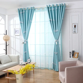 

Curtain New Style Dandelion Patterns Long Window Door Curtains Living Room Bedroom Blackout Curtains Blue Pink 32