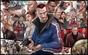 

Living room home wall decoration fabric poster Gta 4 characters