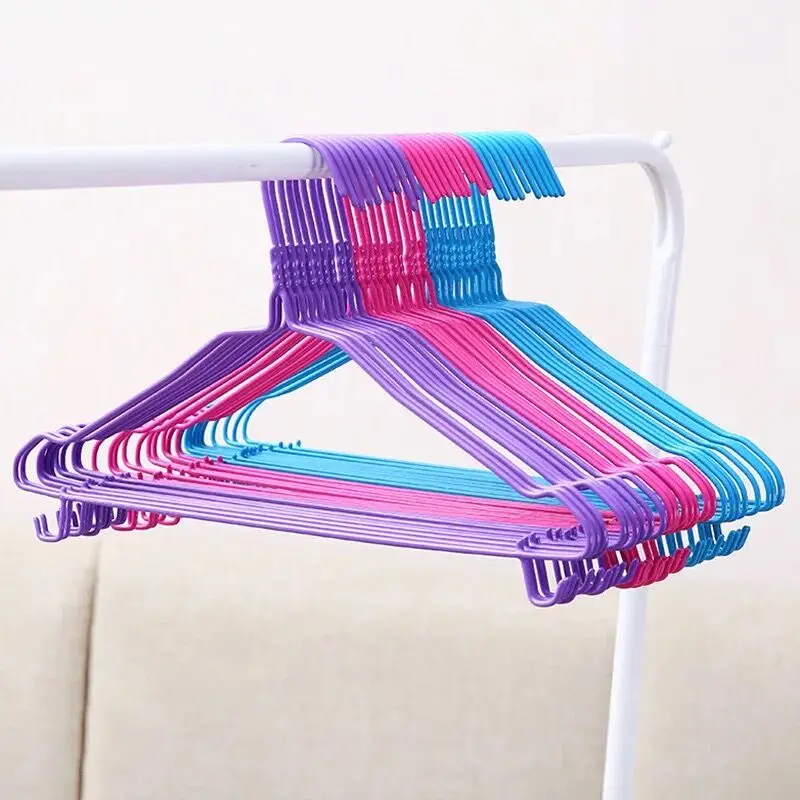

10pcs Colorful Adult Coat Hangers Strong Plastic Clothes Hangers for Tops/Skirts/Dresses /trousers Non-Slip Hanger Hook