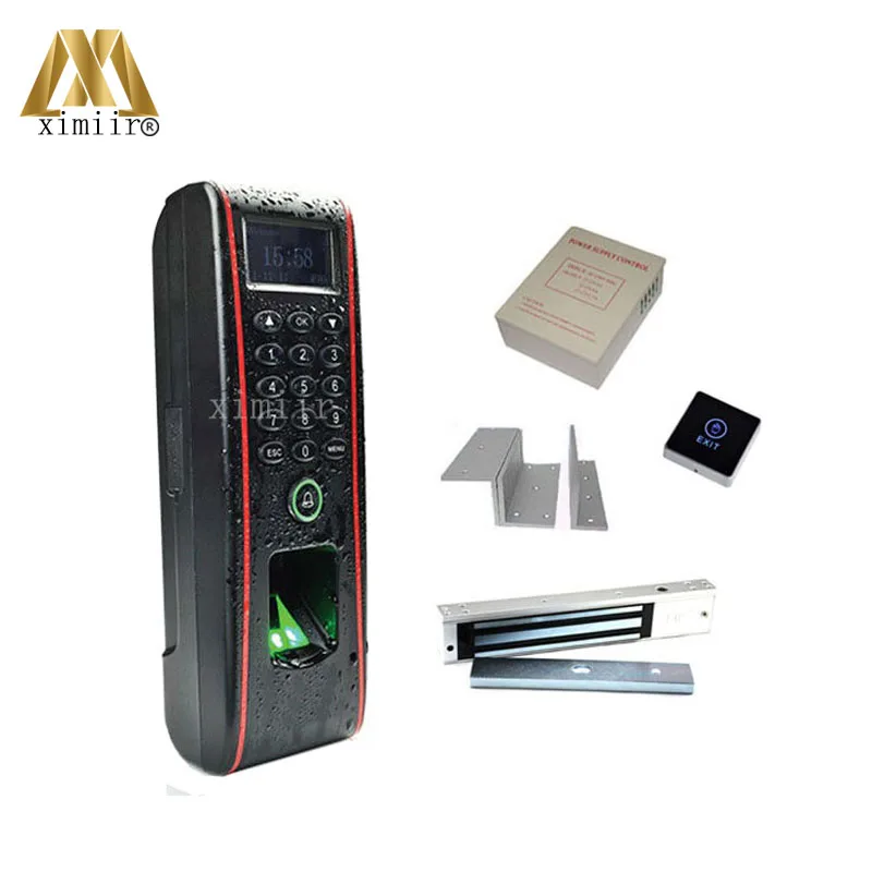 

Ximiir TF1700 Fingerprint access control system time attendance kit with lock, power supply, release switch, bracket,