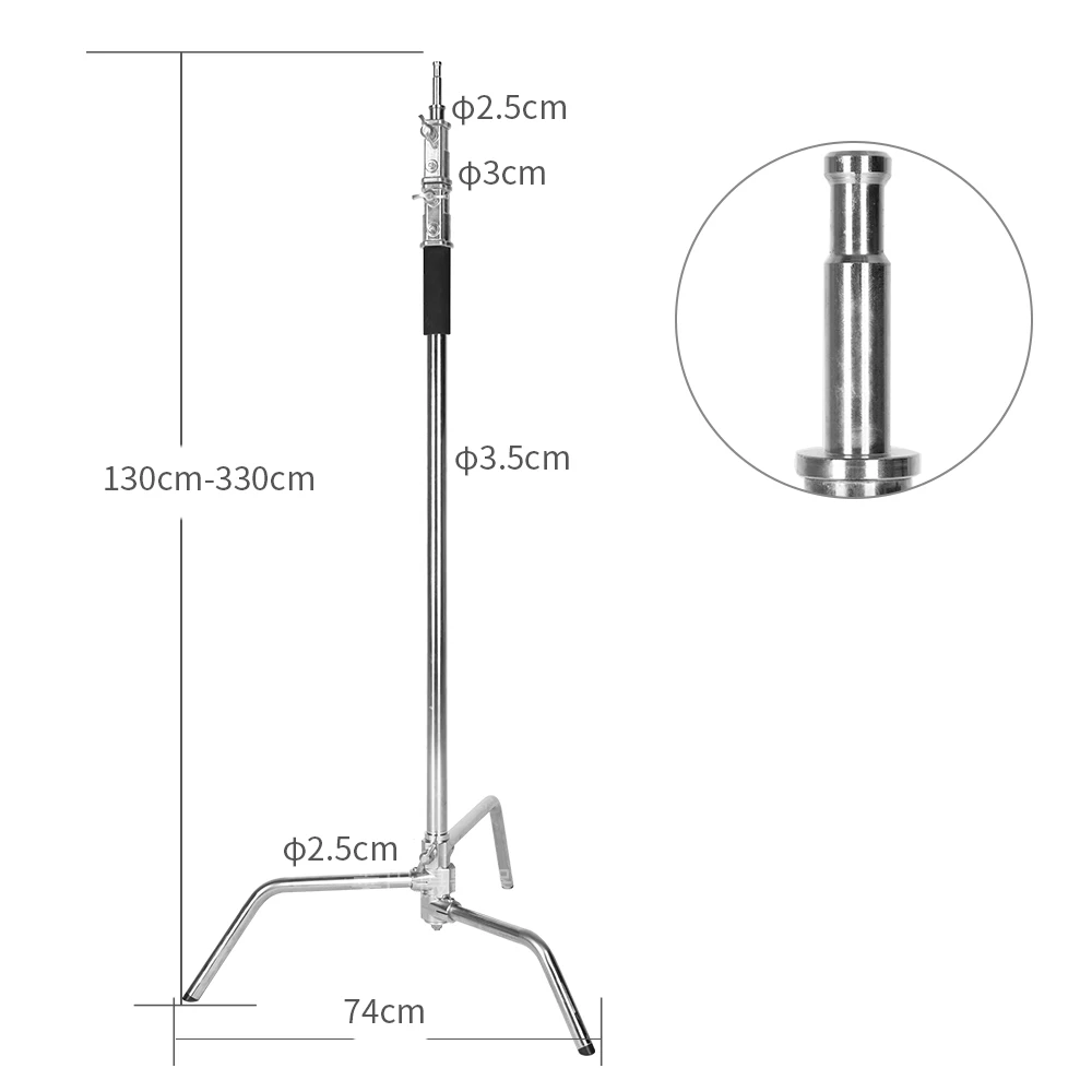 Сверхмощный c-стенд из нержавеющей стали, 5-10 футов 1,5-3 метра Регулируемый фотографический Прочный Штатив для софтбоксов, вспышки, стрелы