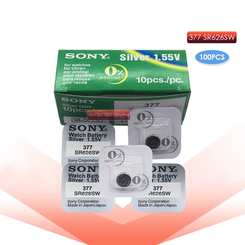 100 шт. Новинка SONY 100% оригинал 377 SR626SW 626 SR626 V377 AG4 часы батарея Кнопка монетница