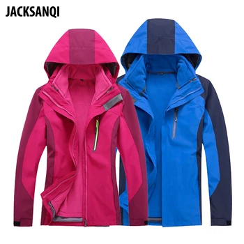 

JACKSANQI New Men's Women's 2 PCS Winter Fleece Jackets Outdoor Sports Thermal Coats Hiking Camping Climbing Windbreakers RA233