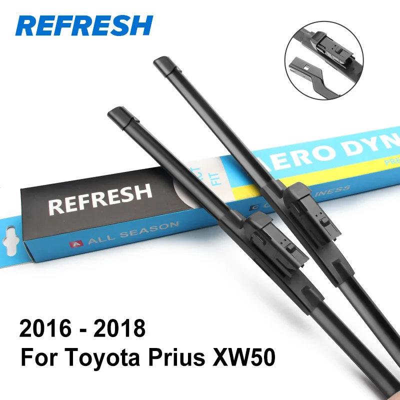 REFRESH Щетки стеклоочистителя для Toyota Prius Fit Hook Arms / кнопочные рычаги Модель Год с 1997 по год - Цвет: 2016 - 2018 ( XW50 )
