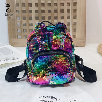 

bags for women 2019 Sequin Cute Rabbit Ear fashion zipper ladies backpack Travel PU Leather School shoulder bag Mochila Bolsa
