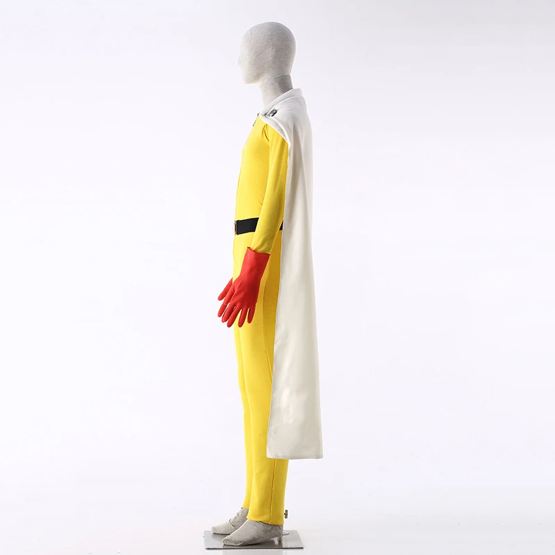 Halloween Anime ONE PUNCH MAN Saitama Cosplay Costume Set: Customize Size Jumpsuit, Cloak, Belt, Gloves Set for Men image 3