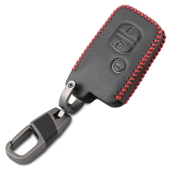 

3 Button Leather Remote Smart Car Keychain Cover For Toyota Land Cruiser Camry Highlander Crown Key Protetor Case