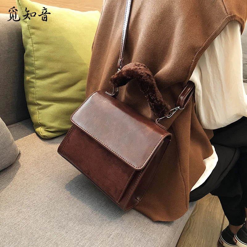 

Style Autumn And Winter On The New Plush Small Square Bag Handbag New Wave Fashion Lock Buckle Shoulder Messenger Bag
