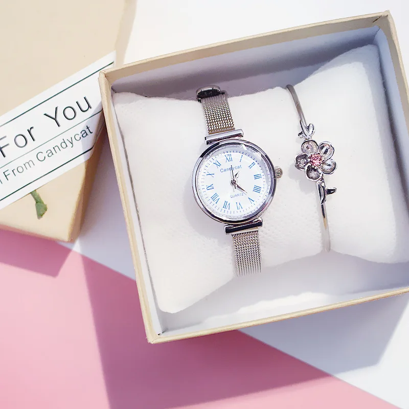 

College Entrance Examination Watch Women Simple French Style Physical Formula Cherry Blossom Powder Elegant Lovely Quartz Watch