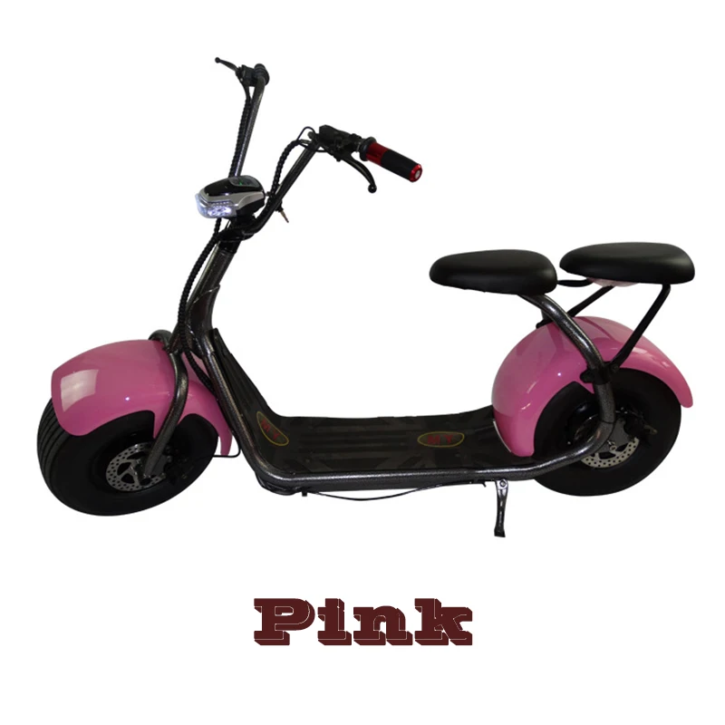 Электрический скутер Citycoco E-Bike Fat Tire с приложением и динамиком Bluetooth два больших сиденья Супер новейший двухколесный городской велосипед для взрослых - Цвет: 12A Pink
