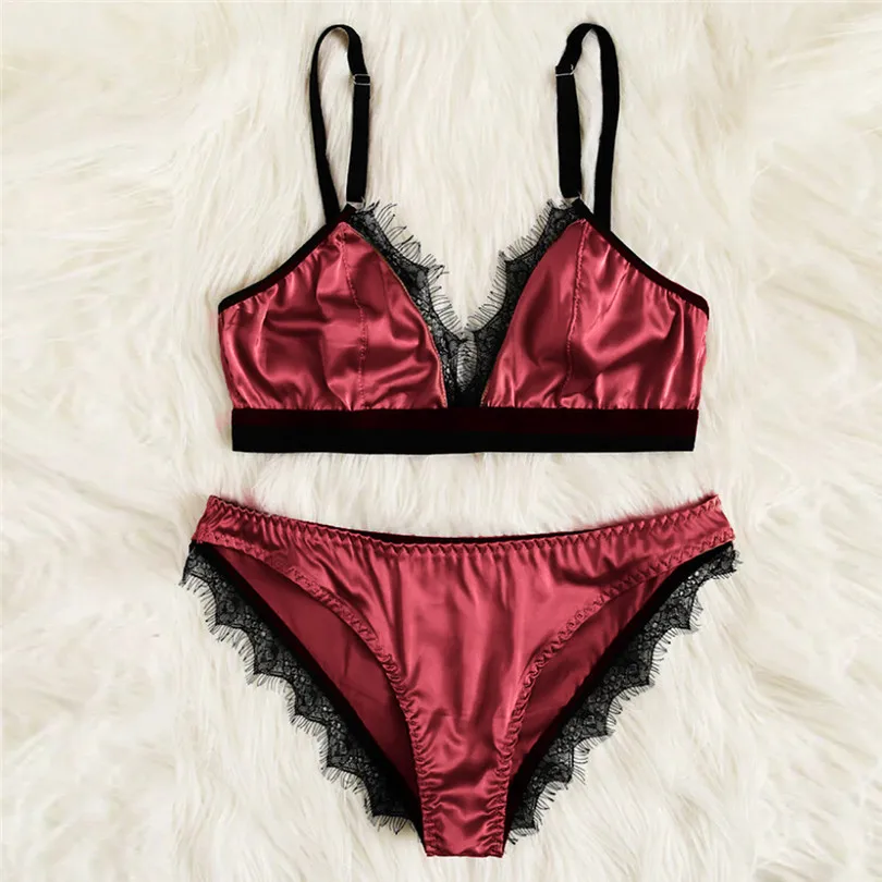 Fashion Women Summer Sexy Satin Lace Lingerie Casual Daily Nightwear Patchwork Sleepwear Lingerie Underwear Sleepwear Set #4A22 (8)