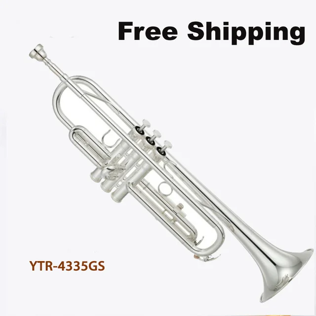 Cheap Free Shipping New Hot Sale High quality trumpet YTR 4335GS trumpet bb Small brass instruments surface Silver Bb trumpet