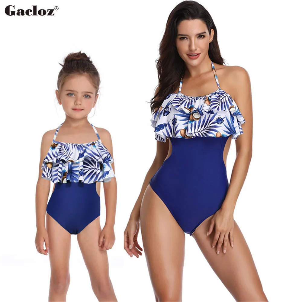 

Mother and Daughter Family Swimwear Matching Tankini Swimsuits Women maillot de bain femme fille badpak dames