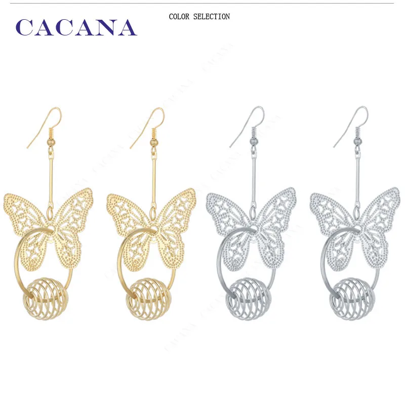 CACANA Dangle Long Earrings For Women Fllying Butterfly Catching A Ring Bijouterie Hot Sale No.A243 A244