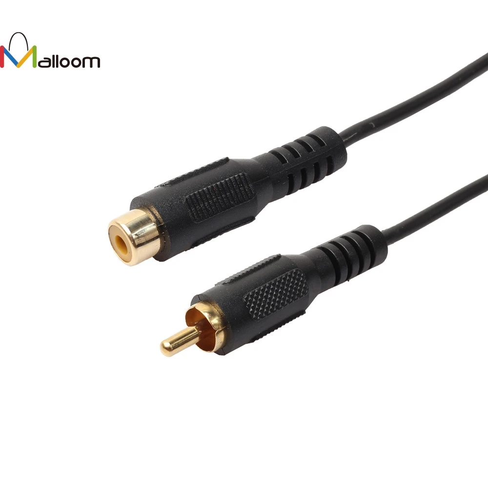 

Malloom 1.8M Single RCA Phono male plug to female extension Audio Adaptor Cable Gold For DVD players/TV#25