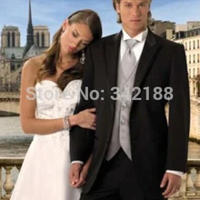 Изготовленный на заказ два пуговицы черный смокинг с лацканами с острыми углами лучшие мужские для шаферов мужские свадебные костюмы Жених(куртка+ брюки+ жилет+ галстук