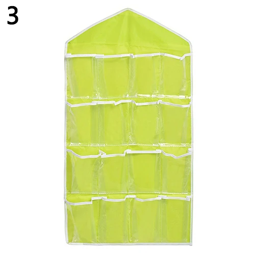 Прозрачная сортировочная сумка для хранения 16 карманов подвесной органайзер Носки Нижнее белье шкаф - Цвет: Green