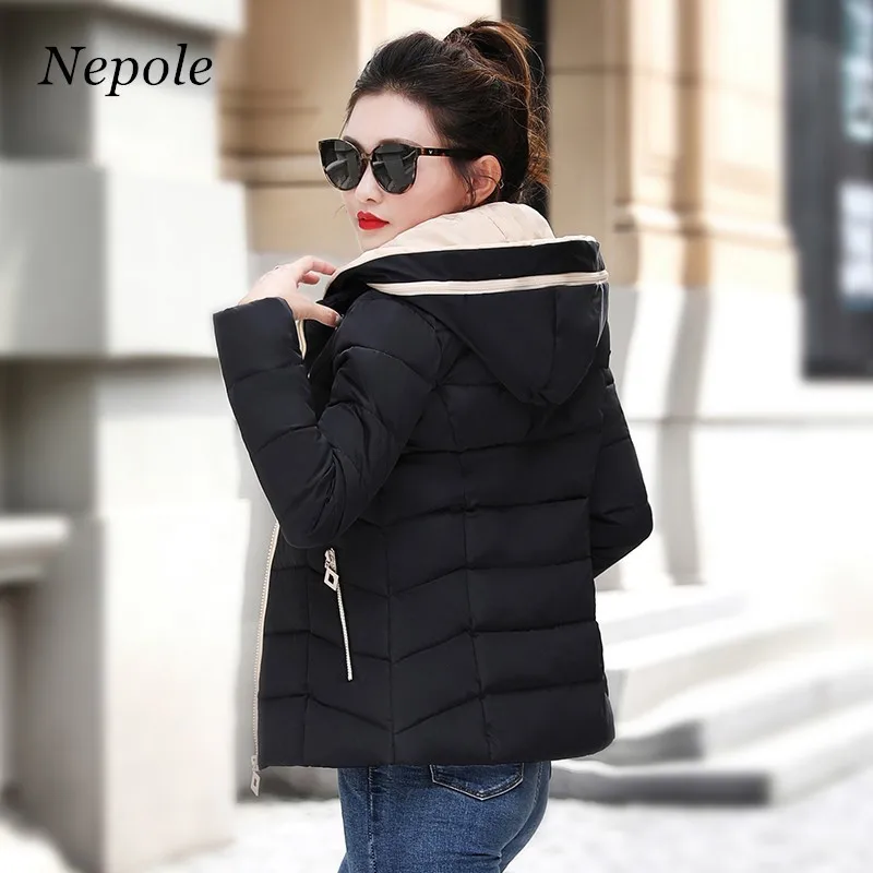 Neploe Detachable Hooded Solid Short Women Winter Parkas Slim Preppy Style Girl Cotton Coat 2019 New Warm Jacket 68663 | Женская одежда