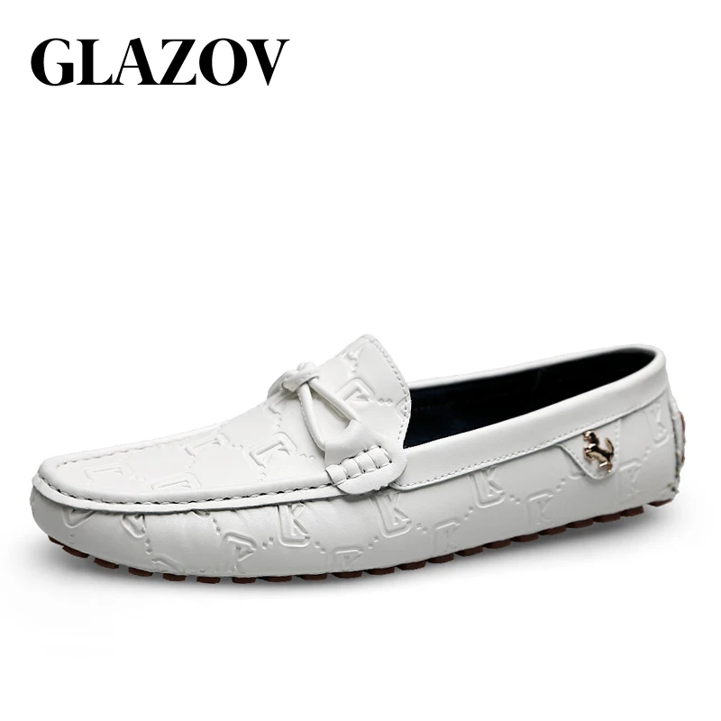 

GLAZOV Italian Genuine Leather Man Loafers Designer Slip On Driving Shoes Men High Quality Luxury Brand Soft Flats Large Size