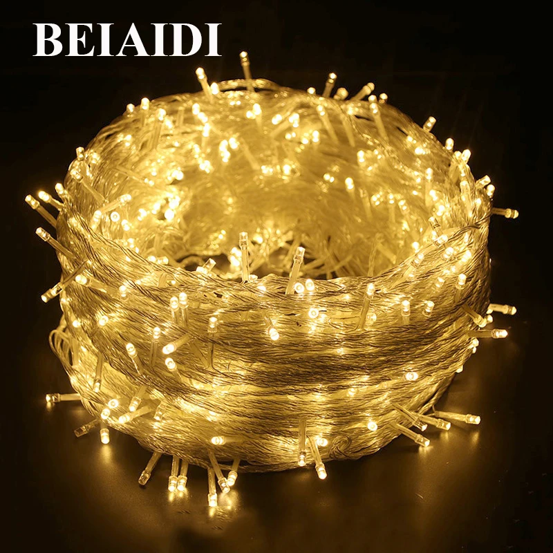 BEIAIDI, 30 м, 50 м, 100 м, Рождественский светодиодный Сказочный светильник, праздничная вечеринка, свадебная гирлянда, сказочный светильник, гирлянда для сада, патио