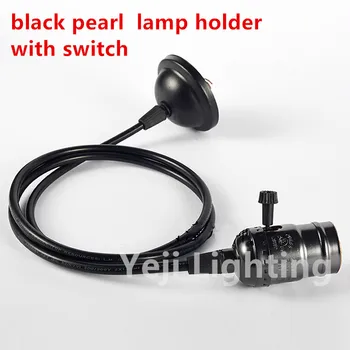 

Edison base black pearl lamp holder with hanging wire E27E26 retro for Restaurant clothing lamp base lighting accessories