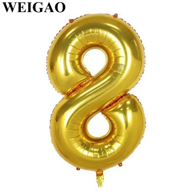 1Pc 40inch Giant 0-9 Birthday Number Balloons Digit Foil Balloon Wedding Anniversary Decorations Helium Balon Birthday Supplies - Цвет: Gold 8