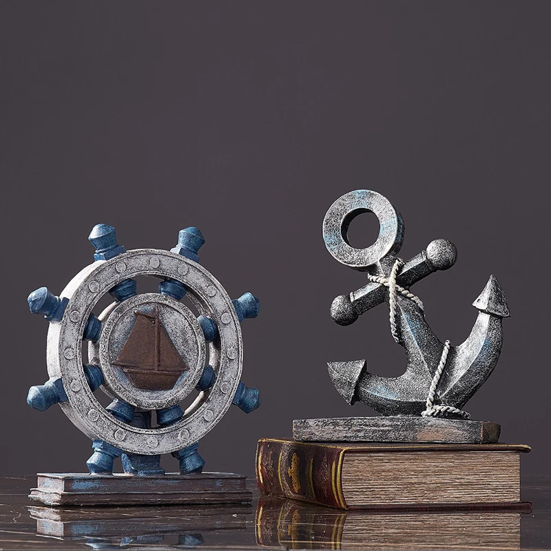 بحري سلسلة مرساة/الدفة/المراكب الشراعية الراتنج نموذج الرجعية ديكور المنزل غرفة المعيشة مكتب خزانة مشروبات الأسرة خزانة الحرف