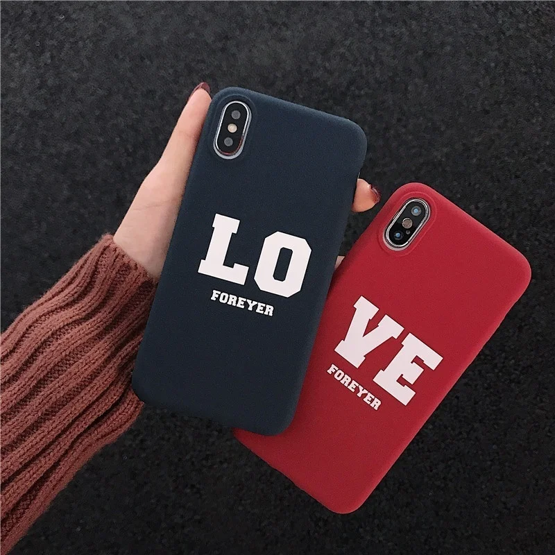 

Cute Couple Phone Cases For iPhone 5 6 6s 7 8 Plus XS Max Love Letter Soft TPU Case For iPhone X Gift For Girl and Boy Gift