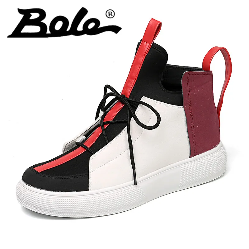

Size39-44 Men Casual Shoes High Top White Black Patchwork Leisure Shoes for Men Spring Autumn Solid High Top Shoes Cushioning