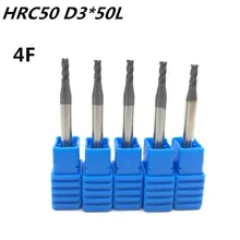 5Pcs 4F-D3*50L HRC50 material Carbide Square Flatted End Mill 4 flute mill diameter 3mm Highspeed milling machine Milling Cutter 2f 20 20 45 100 hrc50 carbide end mills carbide square flatted end mill coating nano the lather boring bar cnc machine
