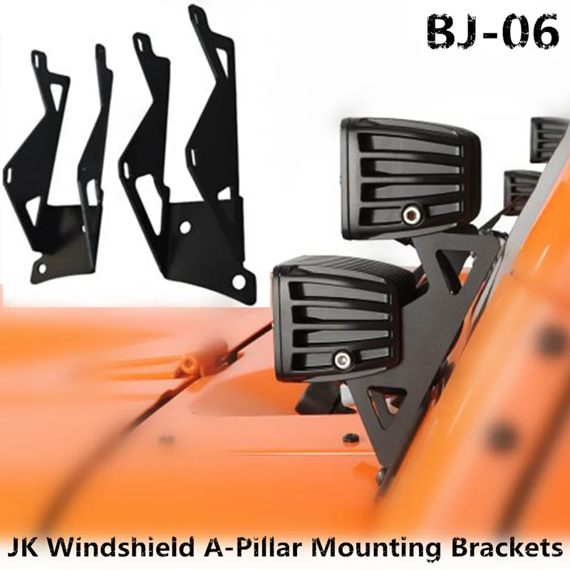

2 PCS Windshield A-pillars Mounting Brackets LED Light Bar Holder Mounting Brackets Kit For 07-15 Jeep JK Wrangle