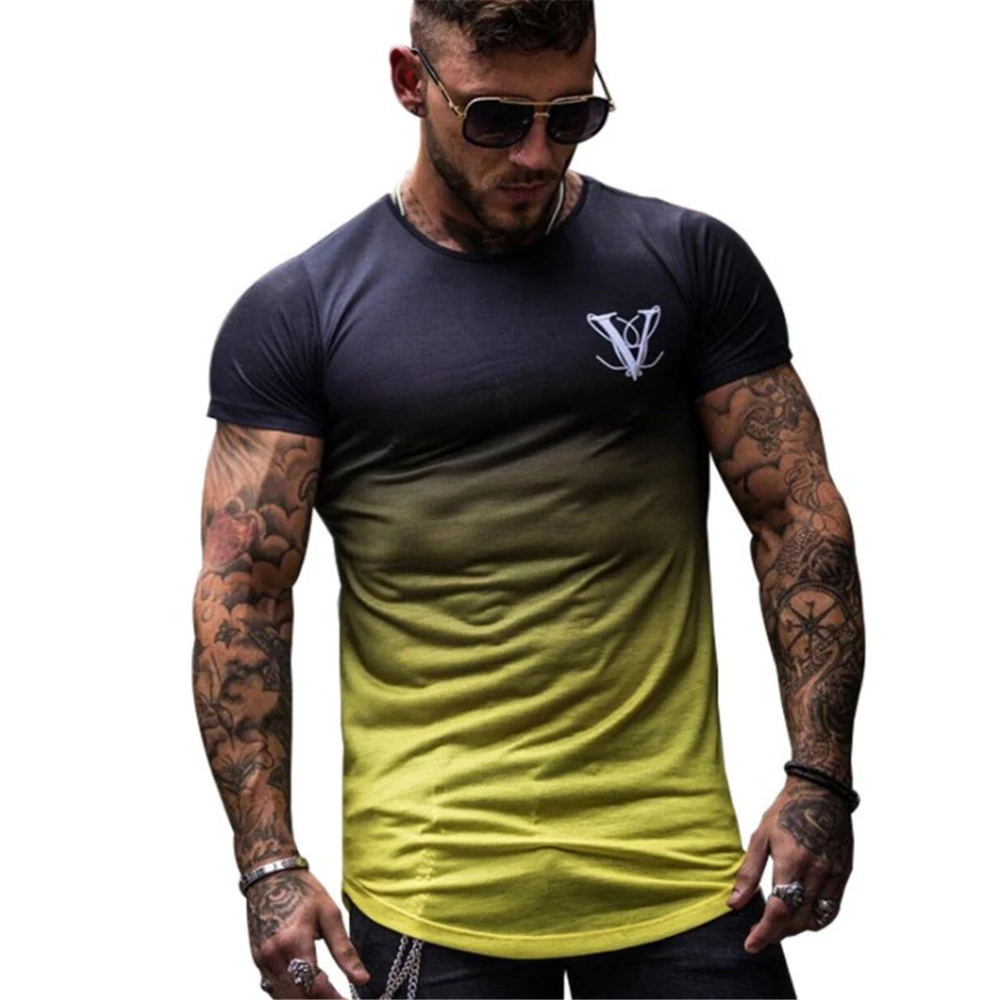 Новая хлопковая Футболка Для мужчин дышащая футболка для мужчин Gyms футболка Для мужчин Фитнес с подкладкой с принтом на лето тренажерные залы плотно прилегающий топ XXL