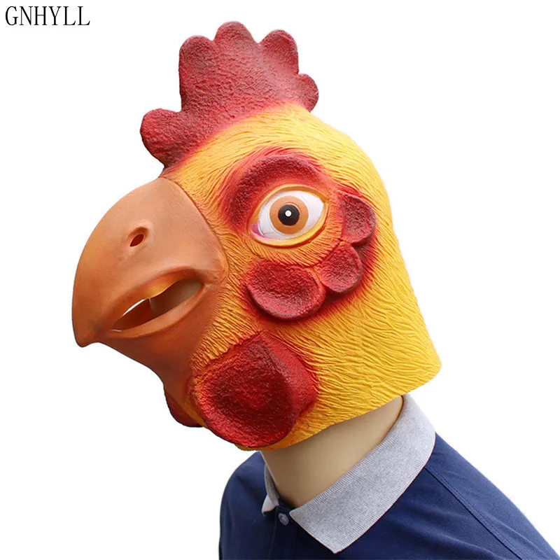 GNHYLL Animal Full Face Rooster Mask Halloween Prop Carnival Latex Rubber Chicken Head Masks Costumes Fancy Dress Party Supplies | Дом и сад