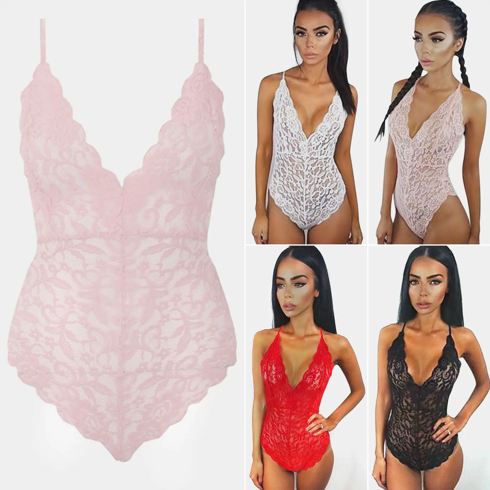 

US Stock Sexy Womens Plus Size Lace Babydoll Underwear Lingerie Dress Sleepwear
