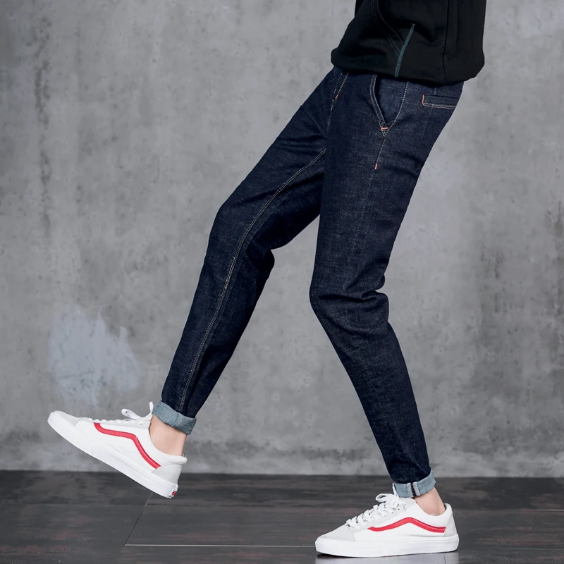 28 36 цвет: черный синий Для мужчин джинсы 2018 Новый s одежда Slim Fit брюки стрейч