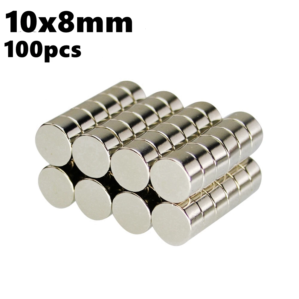 

Powerful Magnetic Cylinder Magnet Disc 10mm x 8mm 10*8 N35 100pcs Imanes Rare Earth NdFeb Small Sheets Neodymium Magnets