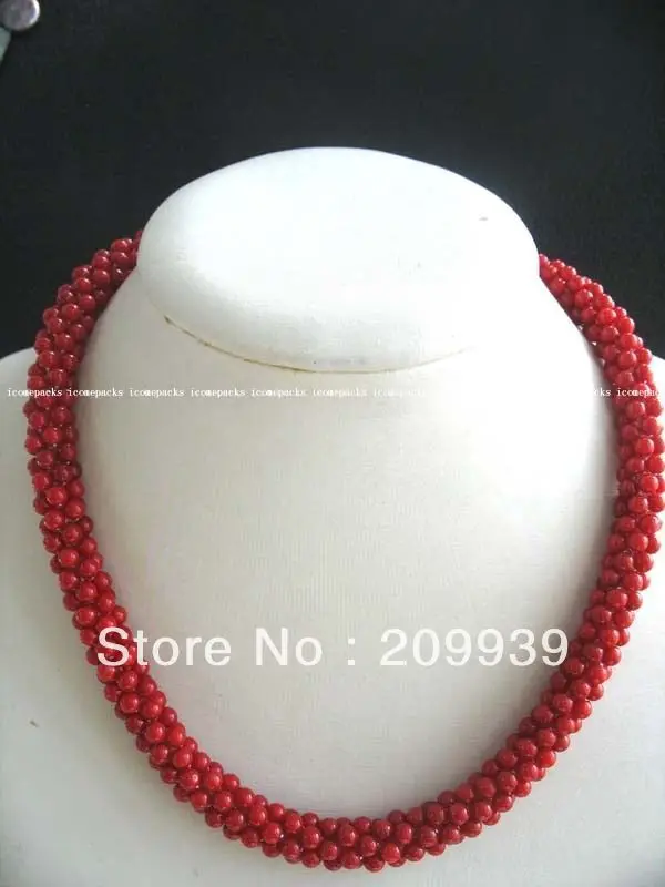 

huij 002625 red coral knitted and magnetic clasp 18" necklace