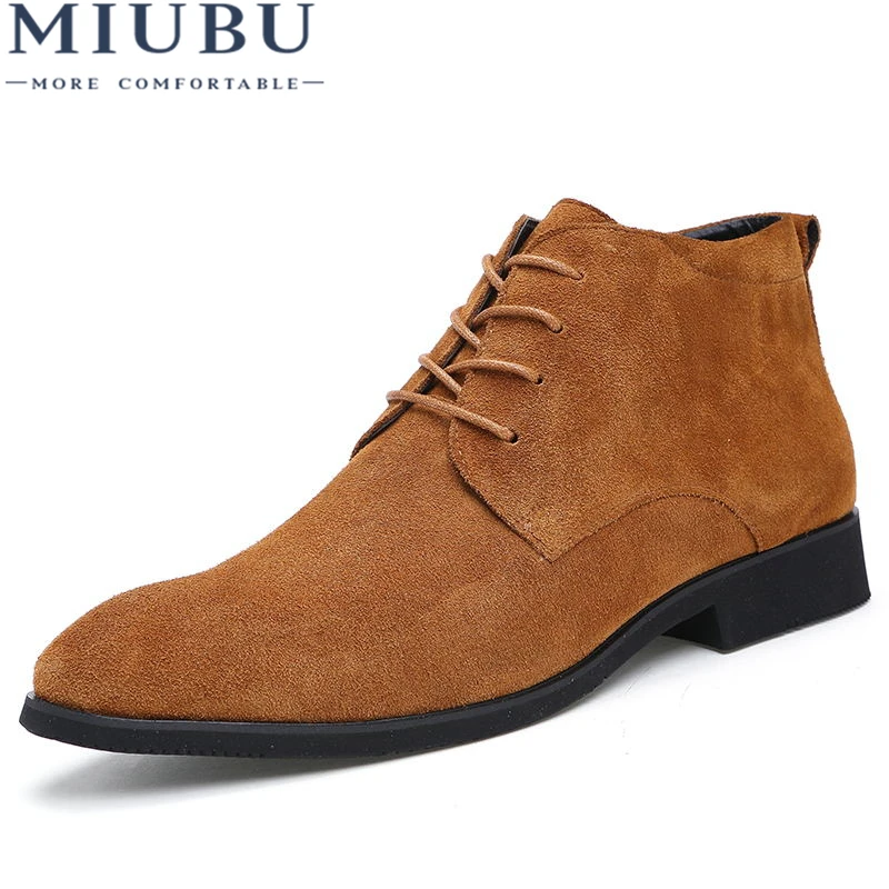 

MIUBU Genuine Leather Men Ankle Boots Breathable Men Leather Boots High Top Shoes Outdoor Casual Men Winter Shoes Botas Homme