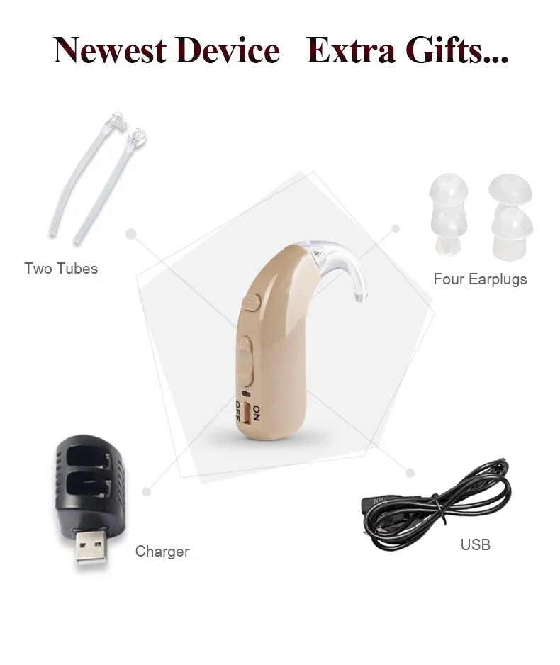 Acosound 1 пара дешевые USB перезаряжаемые слуховой аппарат усилитель звука для пожилых людей Портативный BTE глухих слуховые аппараты Уход за ушами инструменты