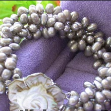 Z29404row 7 мм серый райс пресной воды перл braceletNoble стиль Природный Изысканные jewe Быстрая