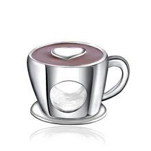 

Everbling Cup with Heart Red Enamel 100% 925 Sterling Silver Charm Bead Fits Pandora European Pandora Charms Bracelet