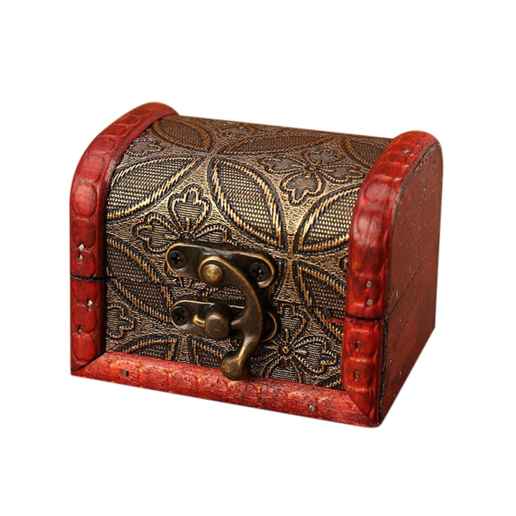 

Home Storage Box Natural Wooden With Mini Metal Lock Postcard Organizer Handmade Craft Jewelry Case Wooden Box Casket Home