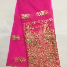 Мода Индийский Джордж ткани Высокое качество Африканский Джордж Ткань с ручной резки блестками Джордж кружева YD05