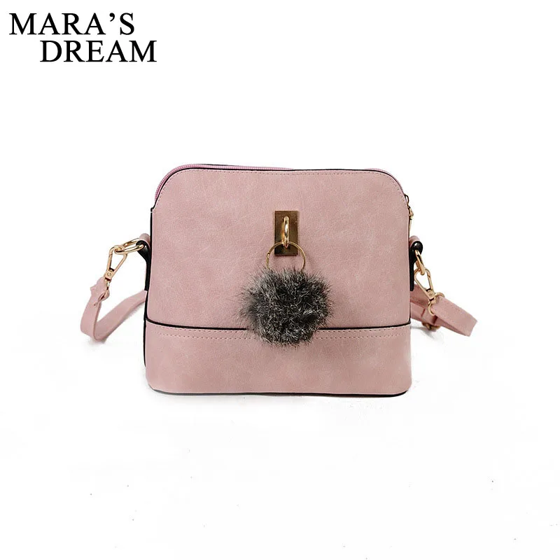 

Mara's Dream Women Shoulder Bags Fashion Bag With Plush Ball Shell Women Small Messenger Crossbody Bag Ladies Zipper HandBags