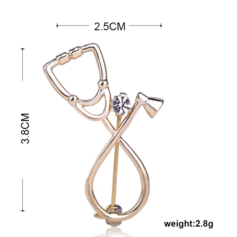 Madrry классический яркий стетоскоп Форма Брошь Черный эмалированный Кристал Броши Доктор Медсестры подарок женский костюм пальто корсаж ювелирные изделия