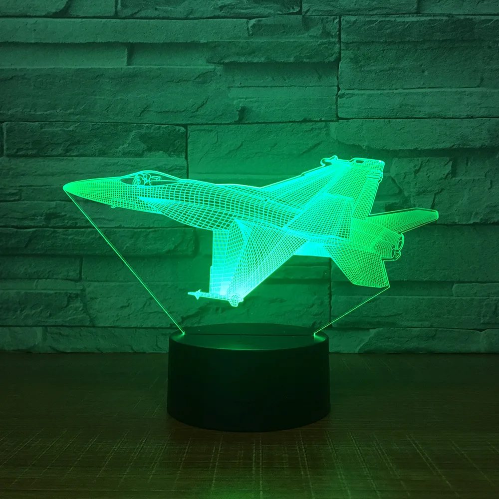 

Colorful Custom Aircraft 3D Small Night Light Crack Led Creative Desk Lamp Bedside Decorative Christmas decorations gift