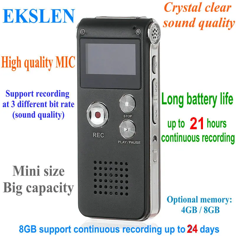 EKSLEN 012 Digital Audio/Voice Recorder Professional Handheld Digital Recorder Dictaphone Recording Pen for interview meeting EKSLEN 012 Digital Audio/Voice Recorder Professional Handheld Digital Recorder Dictaphone Recording Pen for interview meeting