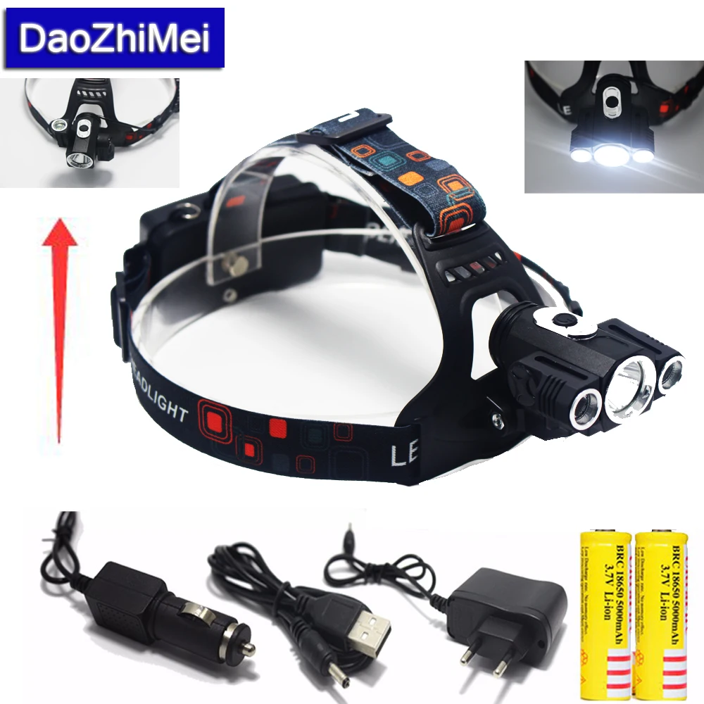 4 Modes 3xT6 LED Headlight Night Working Light Portable Head Flashlight